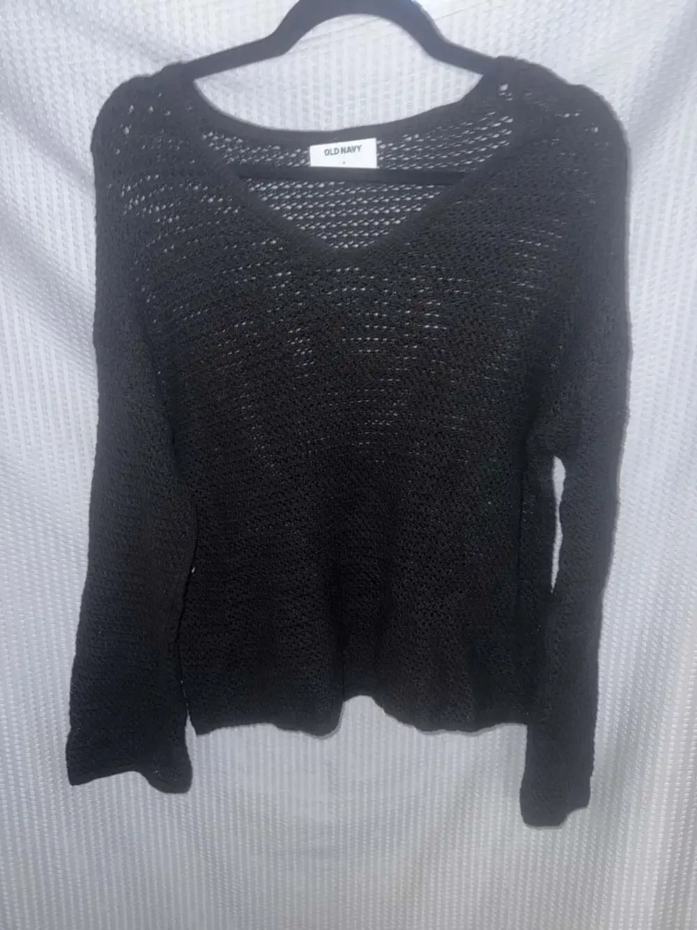 Old Navy Black Open Knit V-Neck Sweater